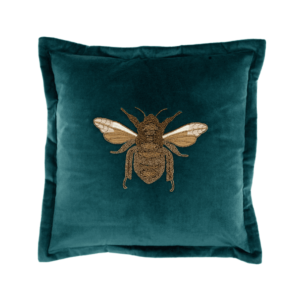 Layla Bee Cotton Velvet Cushion - Black