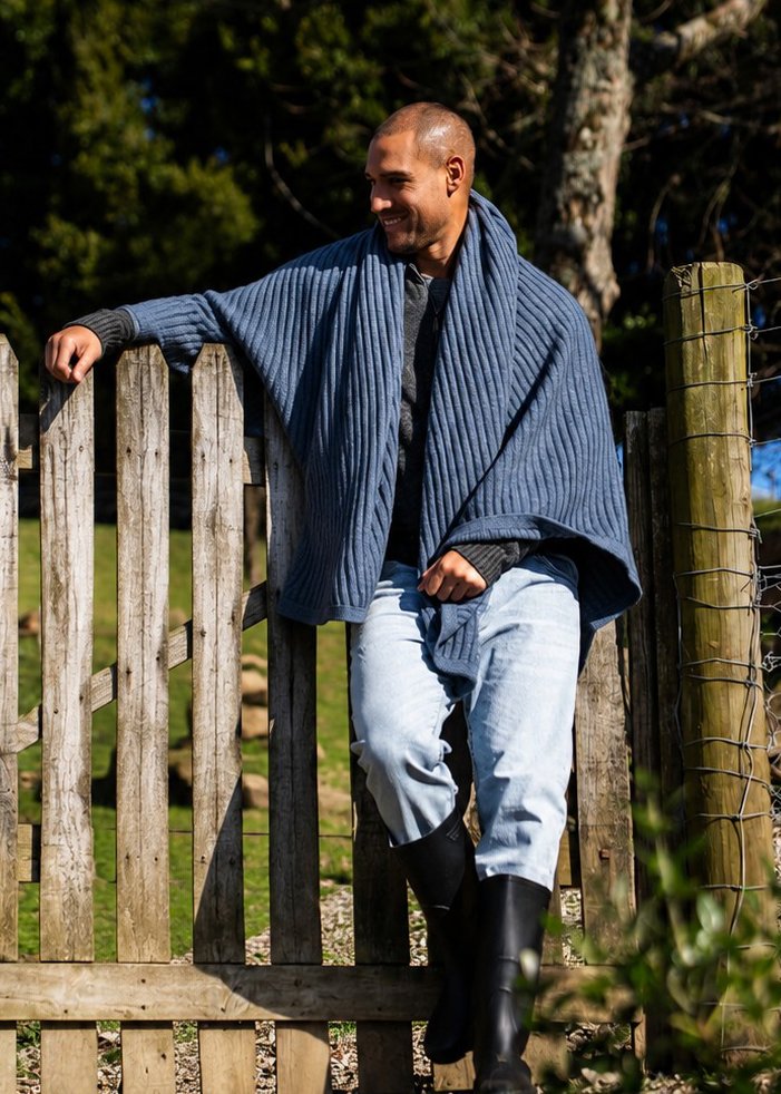 Koru NZ Merino, Possum Silk Throw - Ribbed