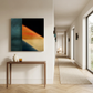 Modern long hallway with an 80 × 80 cm canvas