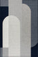Abstract geometric design with arches in white, gray, and navy on a textured background