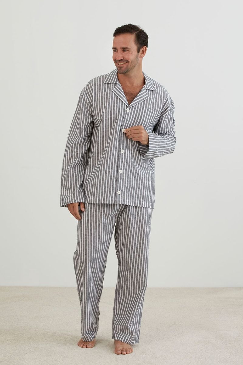 Oliver Men's Classic Cotton Linen Pyjama Set