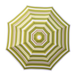 Green and white striped beach umbrella on a white background