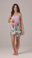 Model wearing floral linen shorts and tank - Zena Petal Bloom