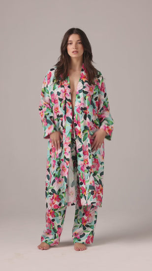 Bella Linen Floral robe