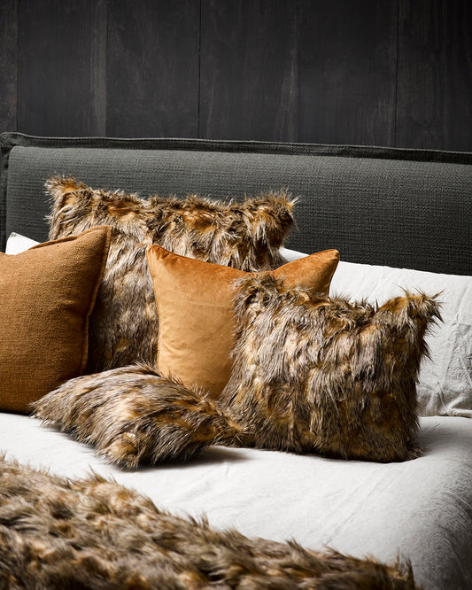 Luxury Imitation Fur Cushion - Red Fox