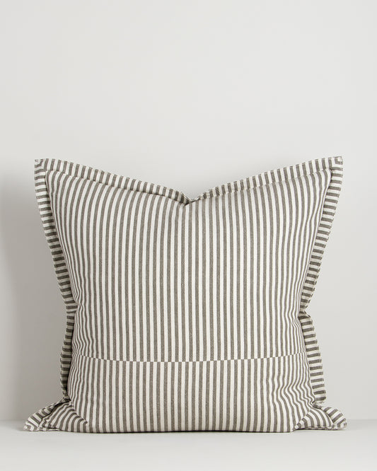 Striped pillow with a white background