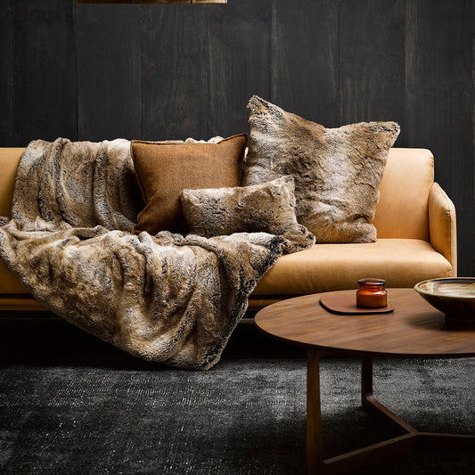 Luxury Imitation Fur Cushion - Sable