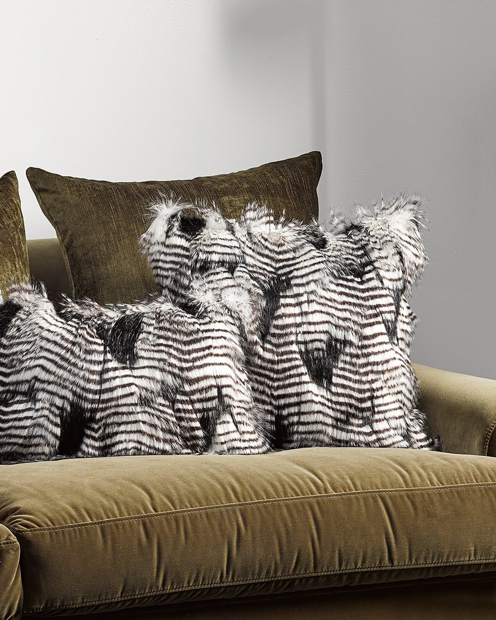 Luxury Imitation Fur Cushion - Silver Pheasant
