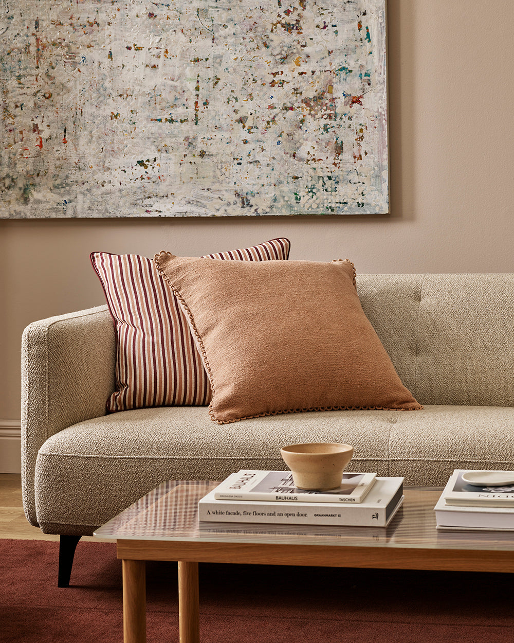 Strato Striped Cotton-Linen Cushion - Baya