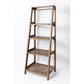 Wooden bookshelf with four shelves on a white background