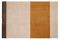 Rectangular doormat with brown, beige, and orange stripes on a white background