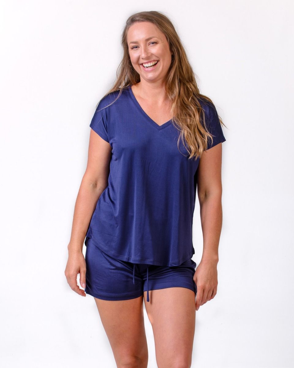 Silk Pyjamas NZ - silk shorts and matching silk pyjama top. New Zealand silk sleepwear