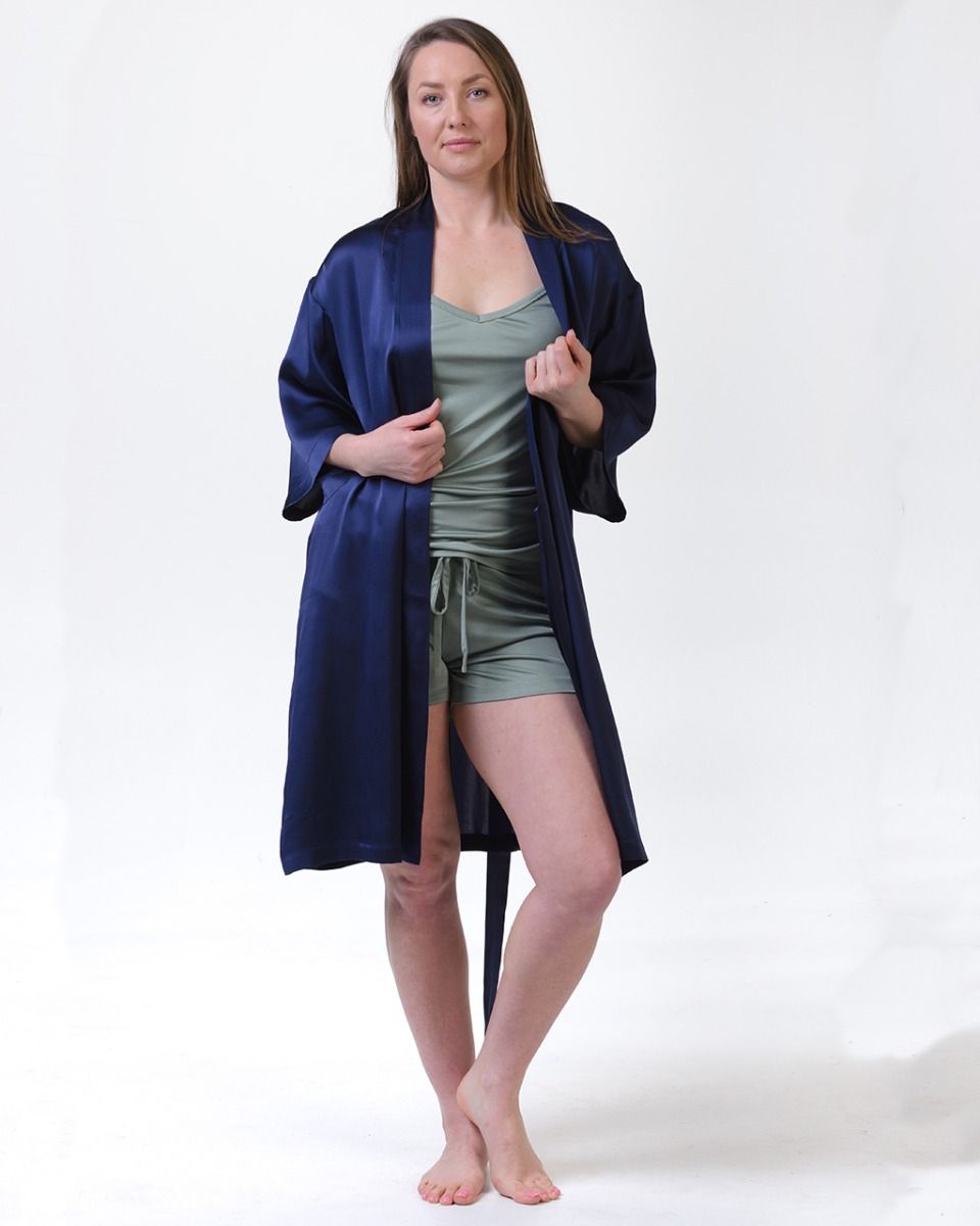 Silk Pyjamas NZ - silk pyjama camisole top with spaghetti straps. Sapphire blue from My Sanctuary