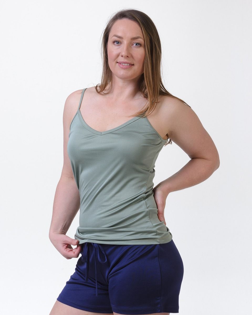 Silk Pyjamas NZ - silk pyjama camisole top with spaghetti straps. Sapphire blue from My Sanctuary