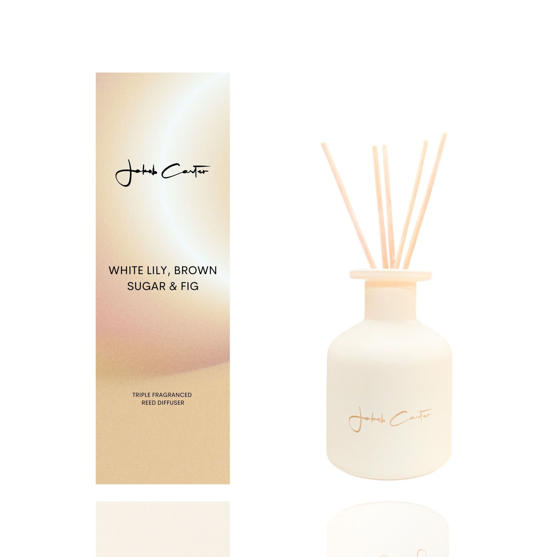 Jakob Carter reed diffuser in white lily, brown sugar and fig