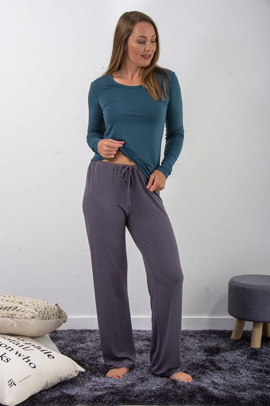 Bamboo loungewear  leisure pant bottoms - black or grey. NZ loungewear or sleepwear in soft bamboo viscose