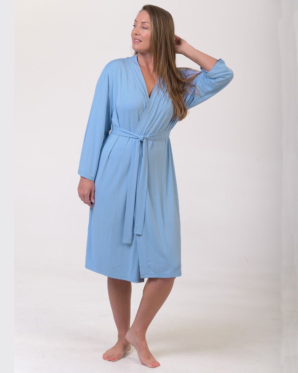 Bamboo robe dressing gown in blue