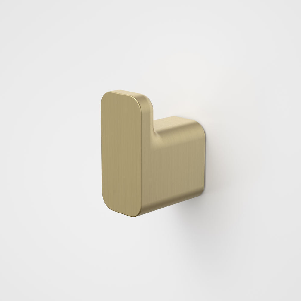 Caroma Luna Robe Hook in Brushed Brass, Caroma bathroom acceessories
