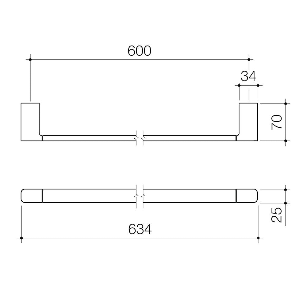  Luna Towel Rail  in Chrome - Caroma Luna technical specifications