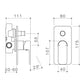 Caroma Luna bath and shower mixer with diverter technical drawings