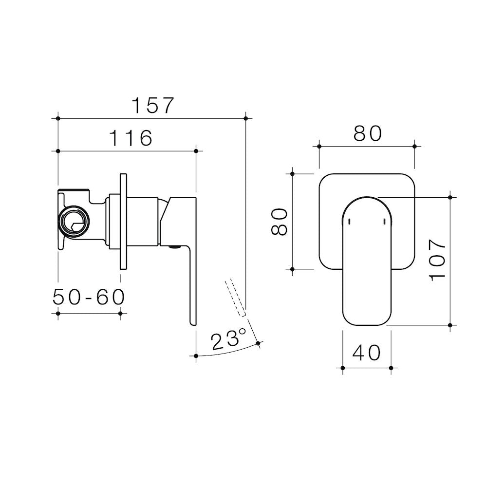 Caroma Luna bath and shower mixer technical specifications