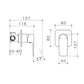 Caroma Luna Bath and Shower Mixer technical drawings and specifications