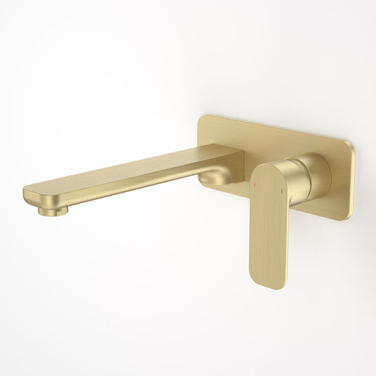 Caroma Luna wall basin bath mixer brushed brass gold