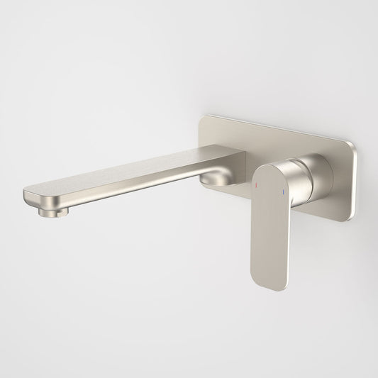 Caroma Luna wall basin bath mixer brushed Nickel