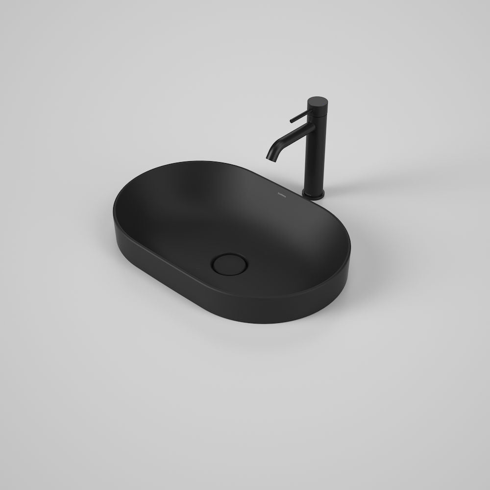 Liano II 530mm pill inset basin in black from Carom
