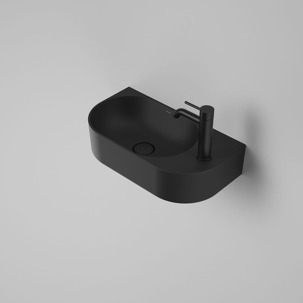 black liano hand wall basin by caroma