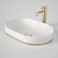 Liano II 530mm pill inset basin matte white Carom with gold tap