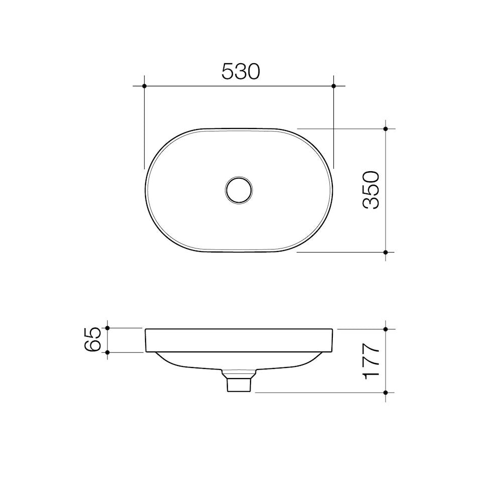 Liano II 530 pill inset basin speciications