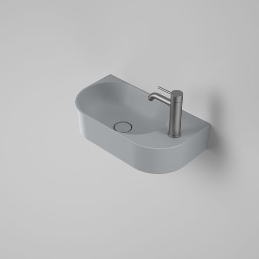 Liano hand wall basin in grey with brushed graphite tap