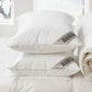 Baksana hungarian goose and down feather pillows on a white duvet cover