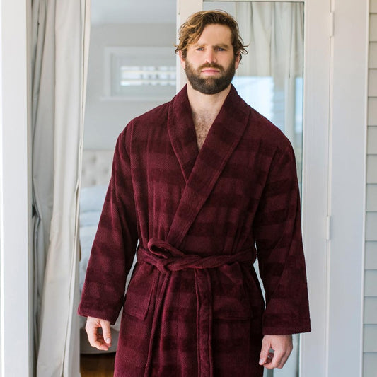 Aiden men's robe in Port from Baksana