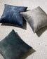 Ava cushion, velvet cushion from Weave Home, lifestyle shot with 3 coloured Ava cushions
