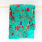 bird of paradise velvet throw aqua green