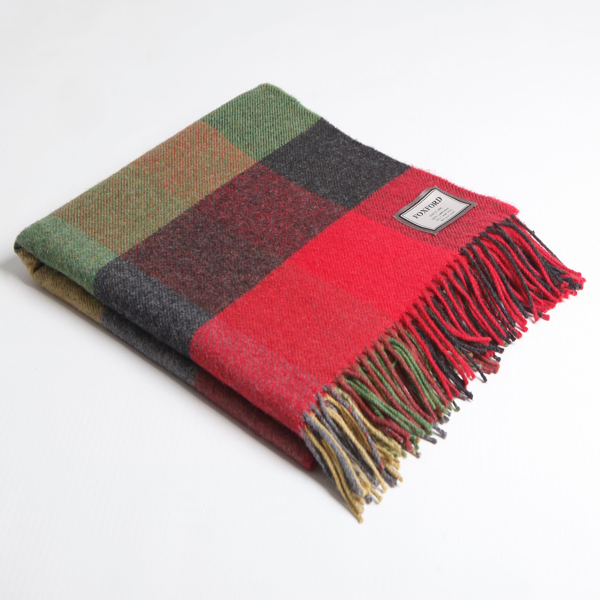 Lambswool throw in autumn check, heritage multi block throw from Foxford