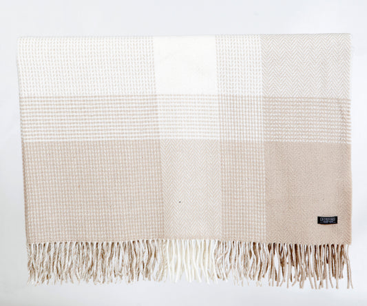Cashmere and wool throw in camel from Foxford Mill