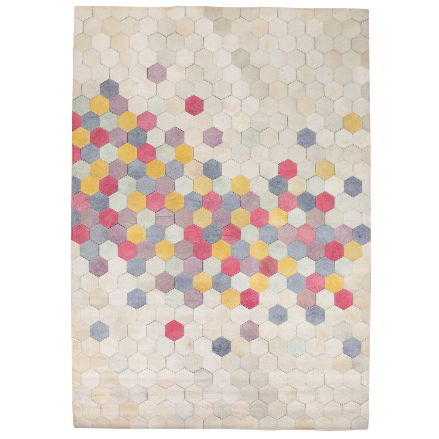 Corbit multi coloured hexagonal patches leather rug