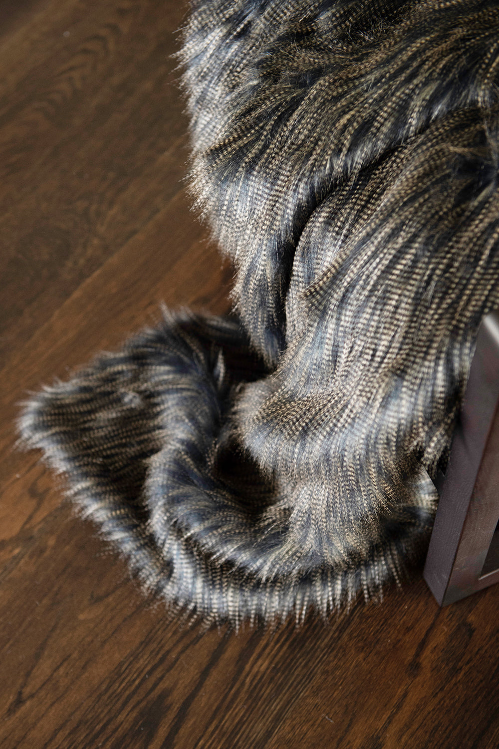 Imitation fake fur throw - Heirloom faux fur throw and cushions  in Dark Pheasant Black SKU FDPT18