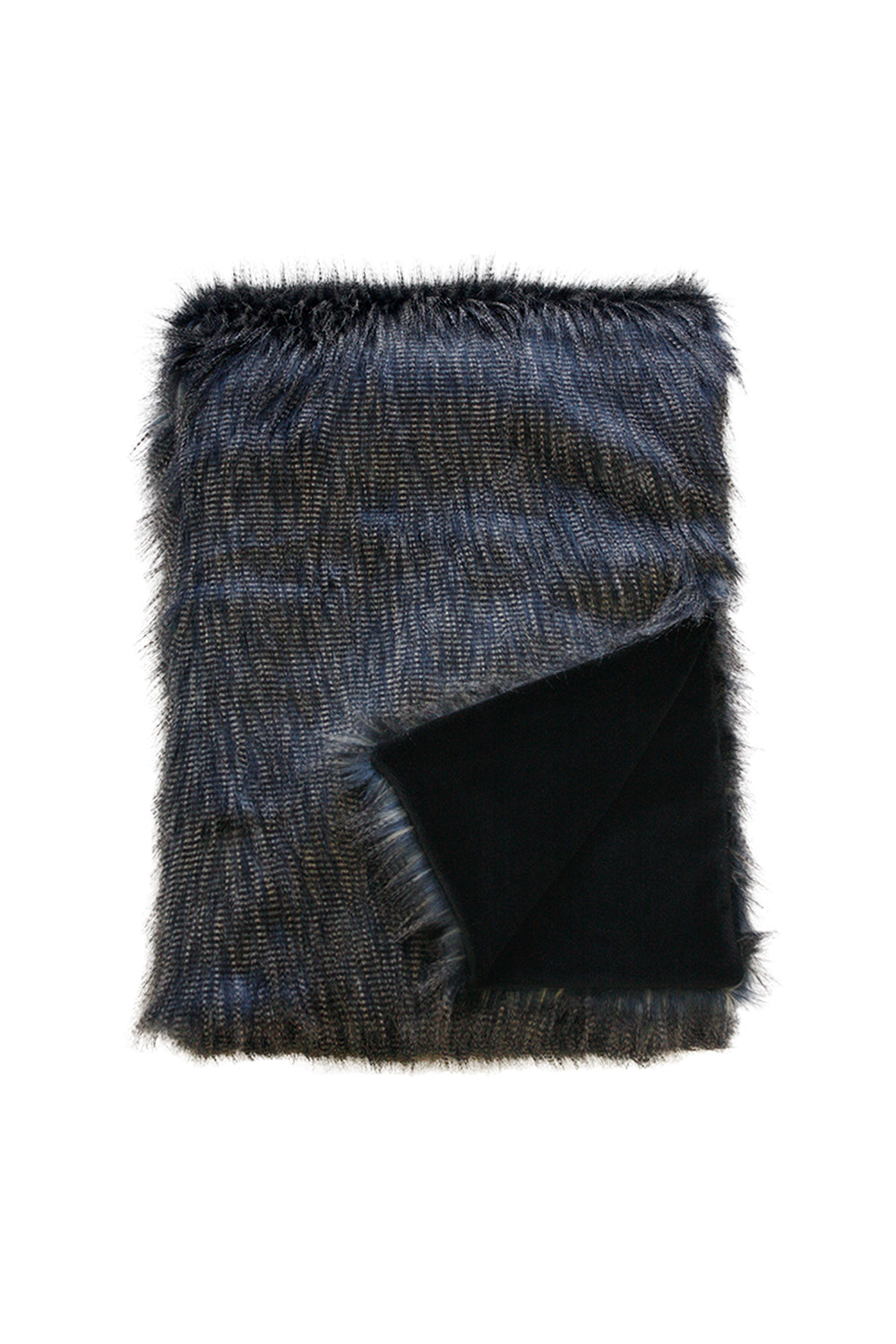 Imitation fake fur throw - Heirloom faux fur throw and cushions  in Dark Pheasant Black SKU FDPT18