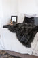 Imitation fake fur throw - Heirloom faux fur throw and cushions  in Ebony Plume Black SKU FEPT18
