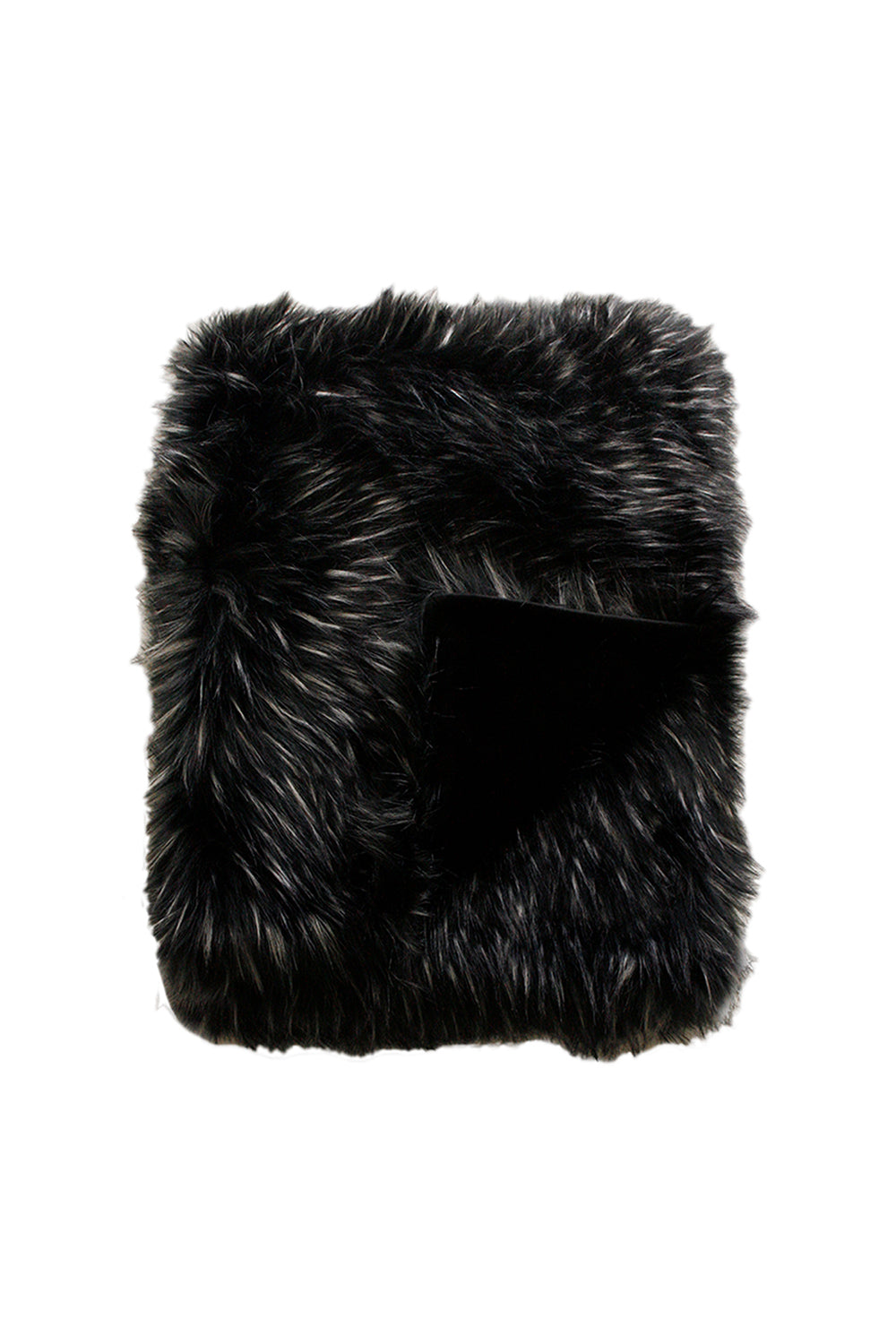 Imitation fake fur throw - Heirloom faux fur throw and cushions  in Ebony Plume Black SKU FEPT18