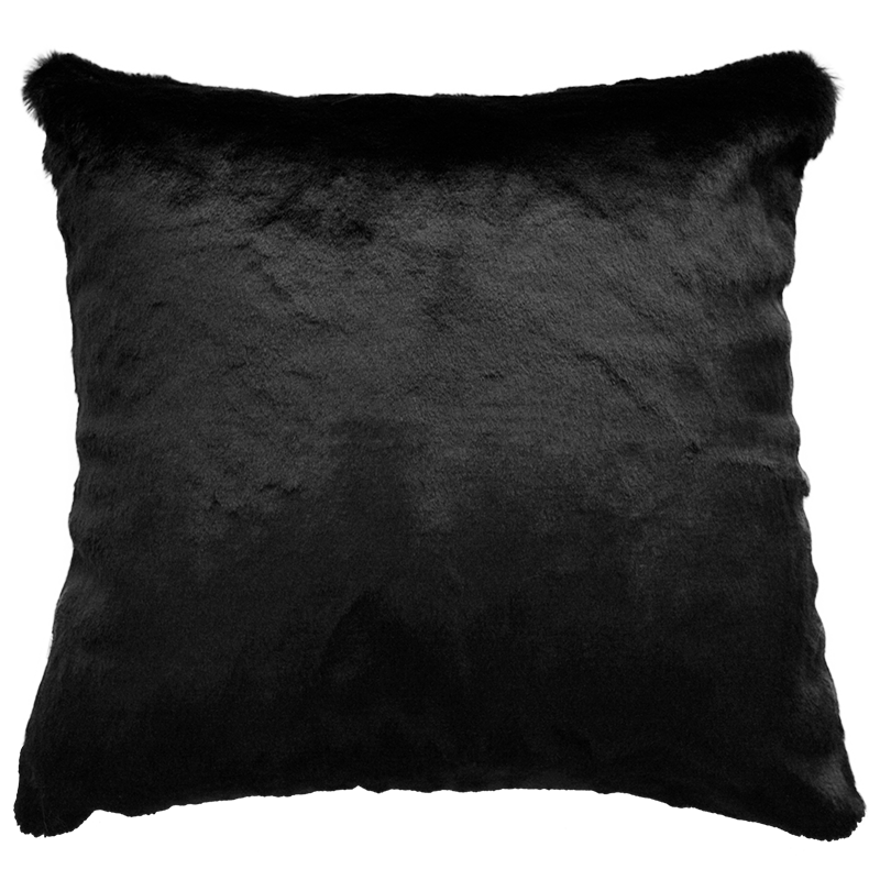 Luxury faux fur Black Panther cushion in black skin from Heirloom.  These are the best fake fur throws, super soft for NZ interior design