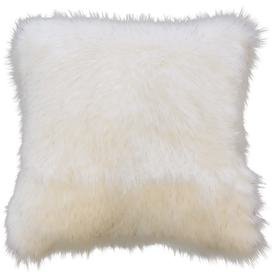 Luxury faux fur Norwegian Fox cushion in pure white from Heirloom. These are the best fake fur throws, super soft for NZ interior design