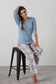 Luxurious knitted long sleeved pyjamas with sateen pants in pink and blue floral - special ladies gift