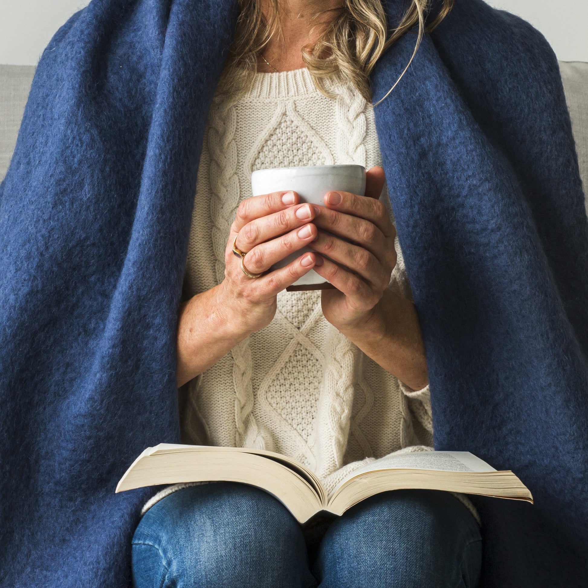 Soft Mohair luxury throws from Glamorous Goat in Blueberry.  Angora kid mohair throws available at My Sanctuary