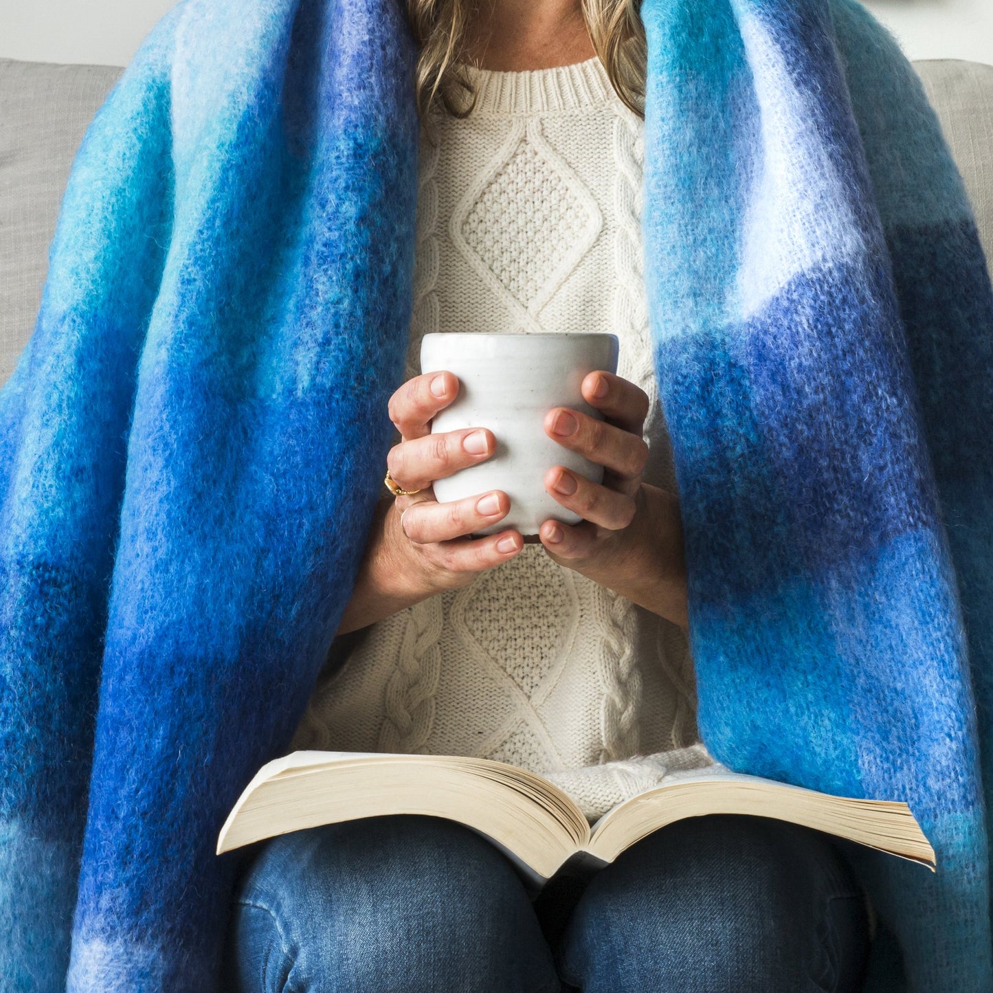 Soft Mohair luxury throws from Glamorous Goat.  Mohair throw in Roy's Blue  available at My Sanctuary