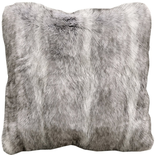 Imitation faux fur cushion in Grey Coyote. 